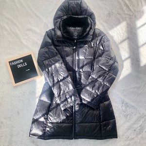 CALVIN KLEIN black long winter coat!